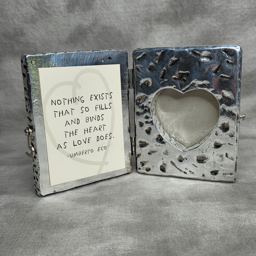 Photo Picture Frame Book 1997 Frameology Hammered Silver Heart Umberto Eco Quote